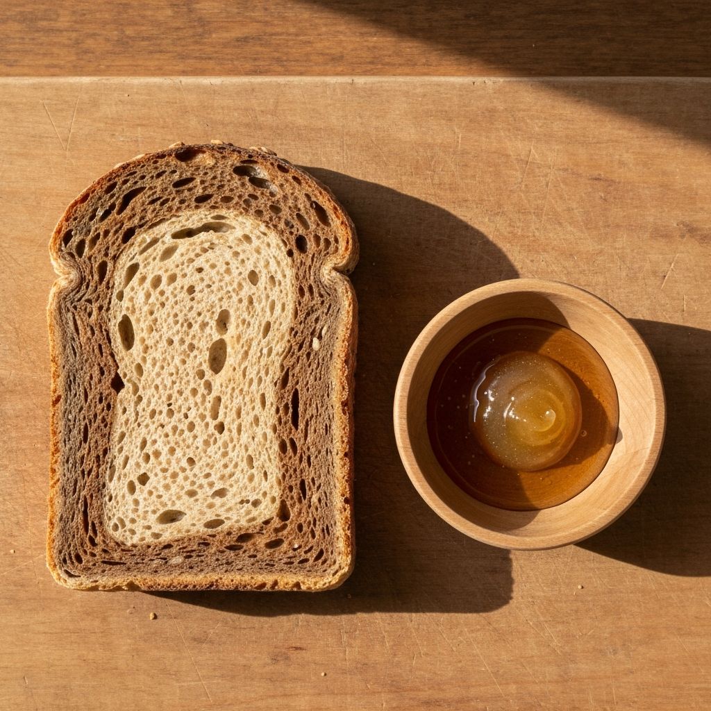 Wholegrain bread slice with honey
