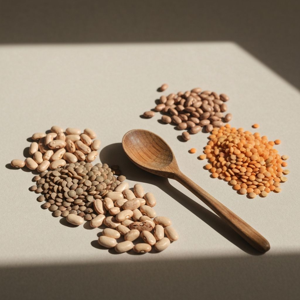 Mixed legumes and lentils with spoon